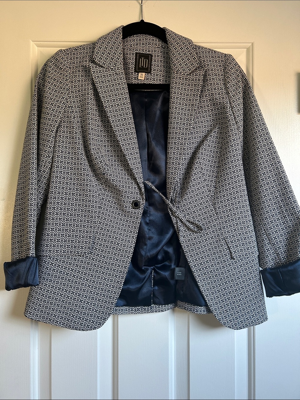 XS Limited Navy & White Patterned Blazer - Women